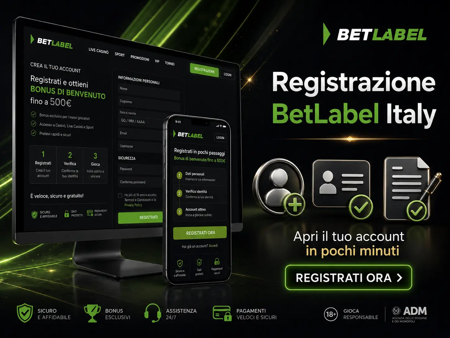 Apertura dell'Account su BetLabel Italy